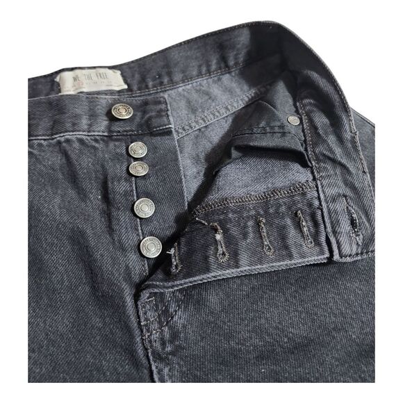 We The Free Maggie Mid Rise Washed Black Distressed Jeans Sz 26 Streetware Wide - Picture 6 of 9
